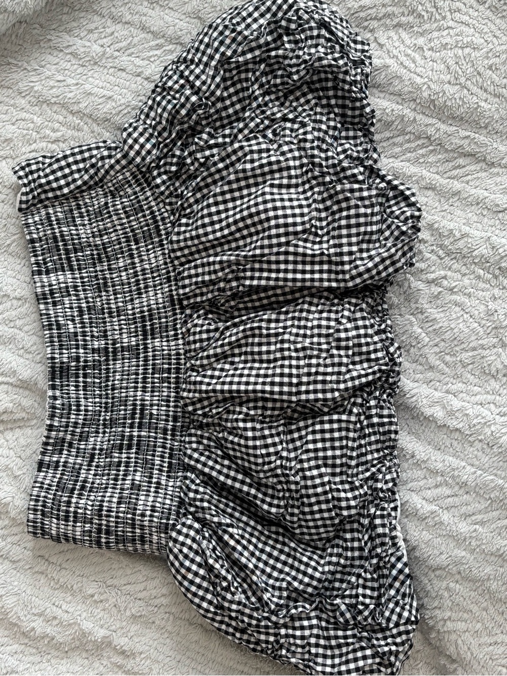 Black & White Gingham Bubble Mini Skirt - Picture 2 of 3